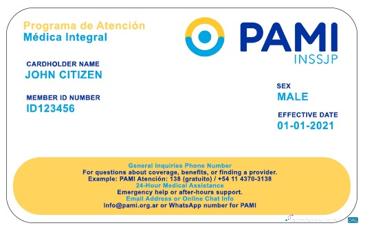 Download Argentina PAMI health insurance card Photoshop template
